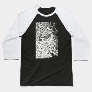 Abstract Ink Drawing #15 Black Baseball T-Shirt